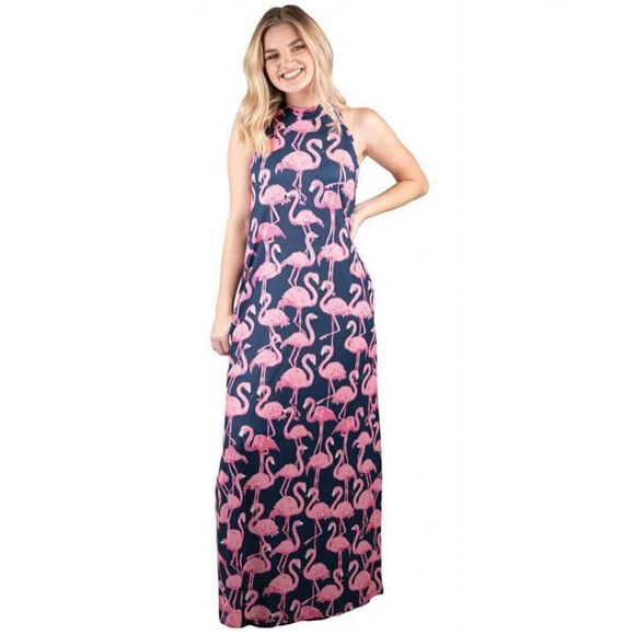 Simply Southern Flamingo Halter Maxi 